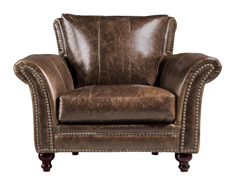 butler leather chair in brown leather