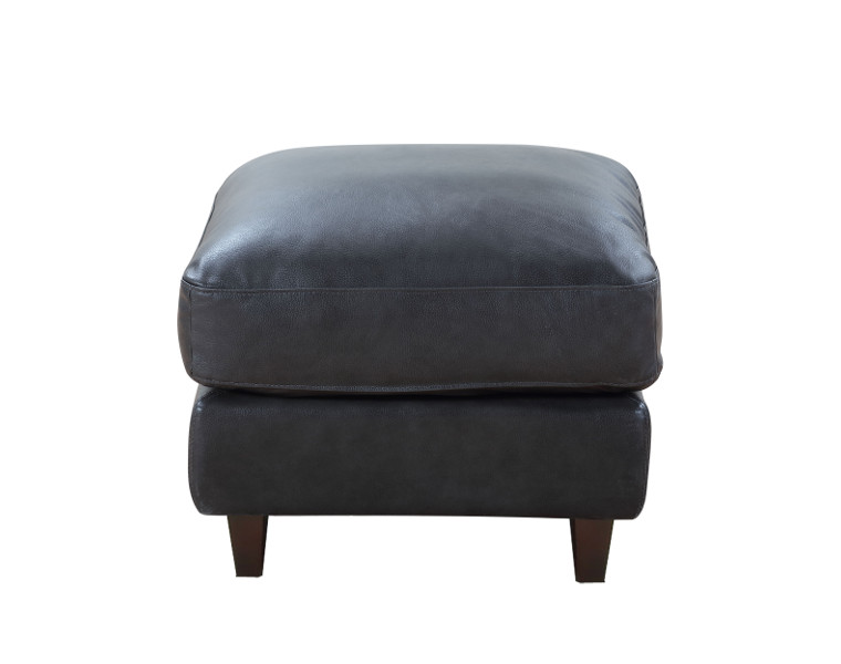 chino leather ottoman in grey leather