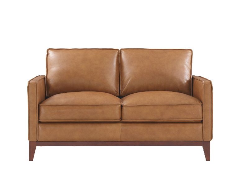 newport leather loveseat in camel brown leather