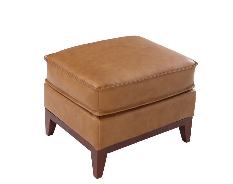 newport leather ottoman in camel brown leather