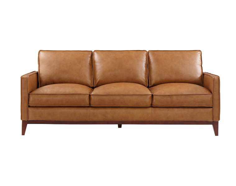 newport leather sofa in camel brown leather