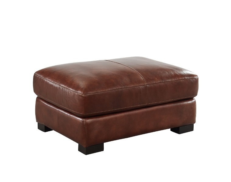randall leather ottoman in chestnut brown leather